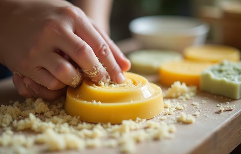 Hands crafting handmade soap with natural ingredients
